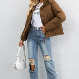 Puffos dzseki rövid, magas gallérral