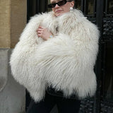 Rövid mellény műszőrméből és báránybőrből