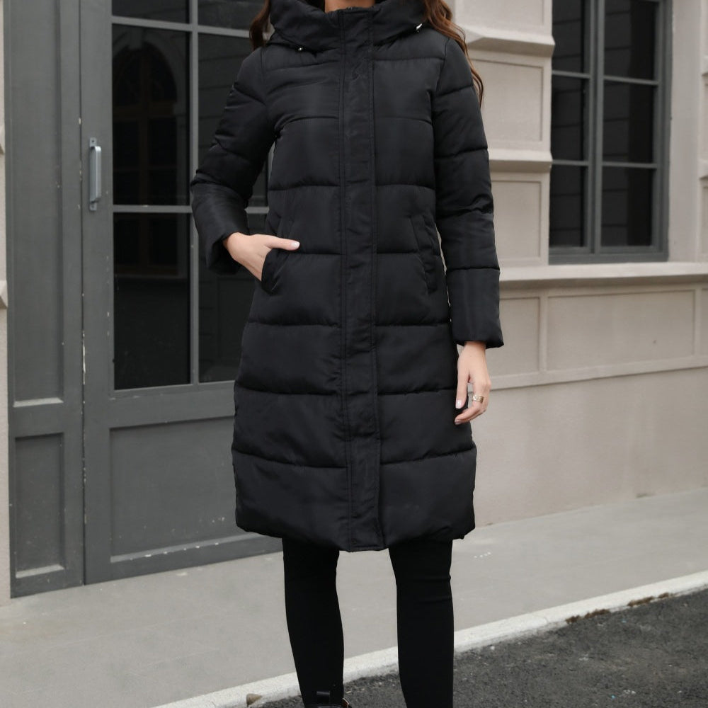 Plus size hosszú, kapucnis pufi kabát