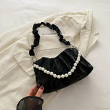 Francia gyöngyös, láncos, rakott válltáska