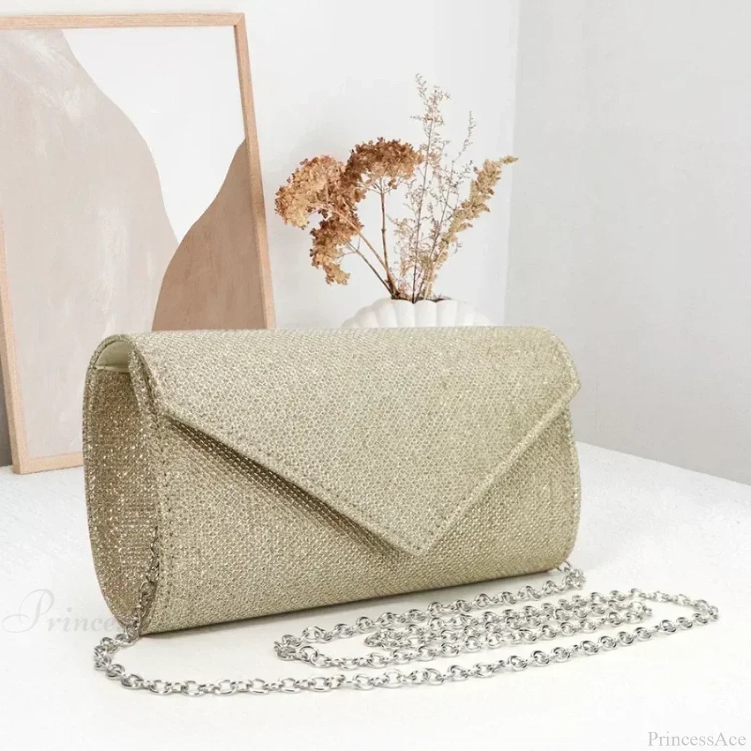 Flitteres estélyi kézitáska lánccal