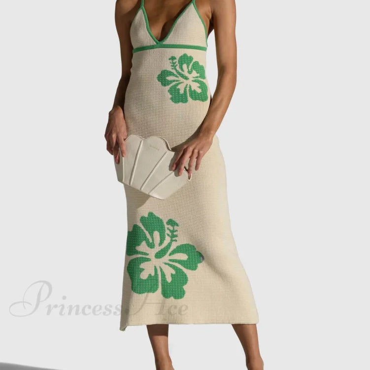 Szexi midi ruha hálós pántokkal, nyitott háttal és V-nyakkal