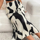 Női midi szoknya - Magas derekú - Bő szabású - Könnyű és lenge anyag