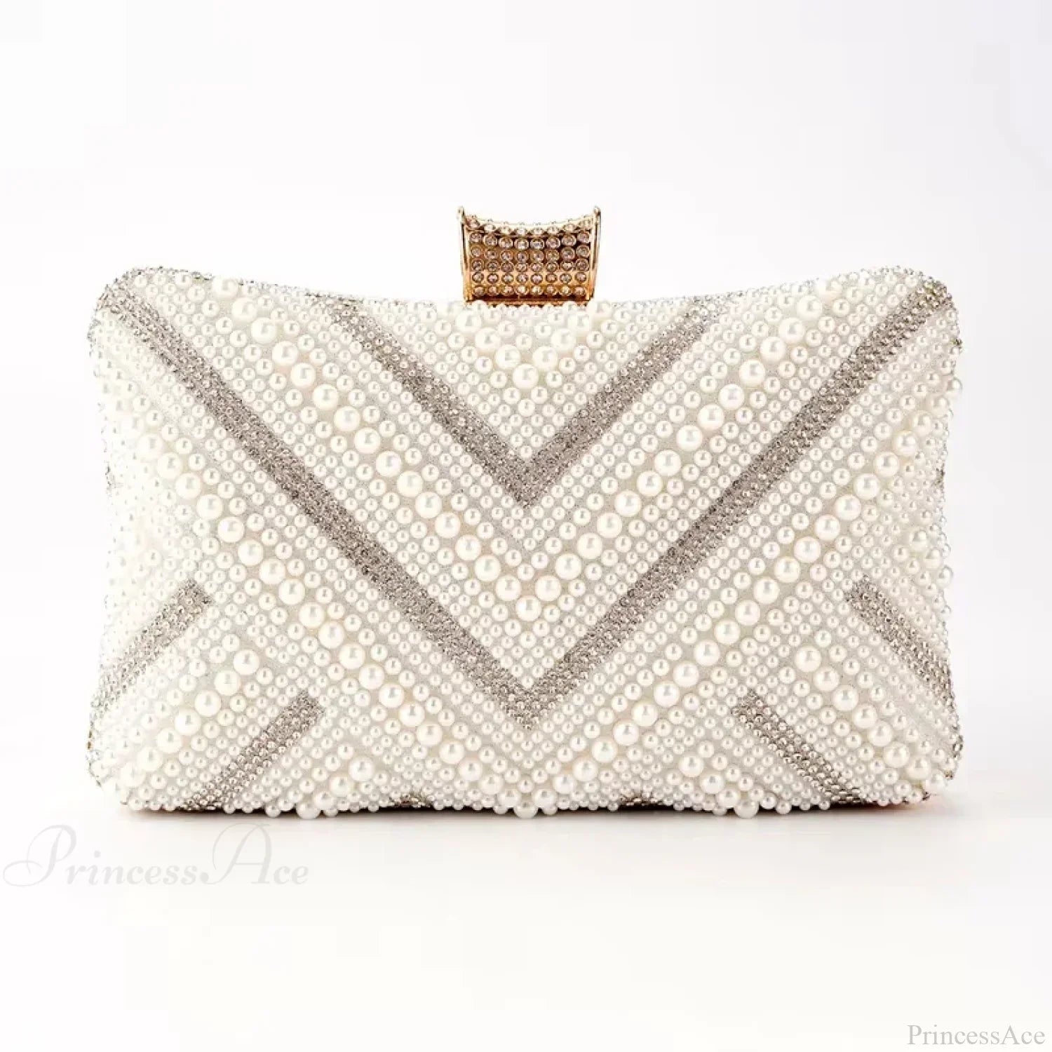 Gyöngyös és gyémántos esküvői esti clutch