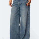 Hosszú, mintás farmer széles, laza szárral