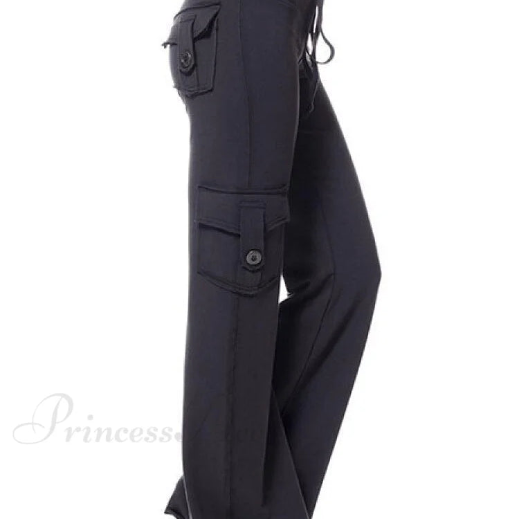 Egyszínű cargo nadrág húzózsinórral és rugalmas derékkal