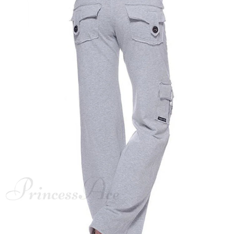 Egyszínű cargo nadrág húzózsinórral és rugalmas derékkal