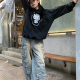 Foltvarrott farmer cargo nadrág utcai stílusú zsebekkel