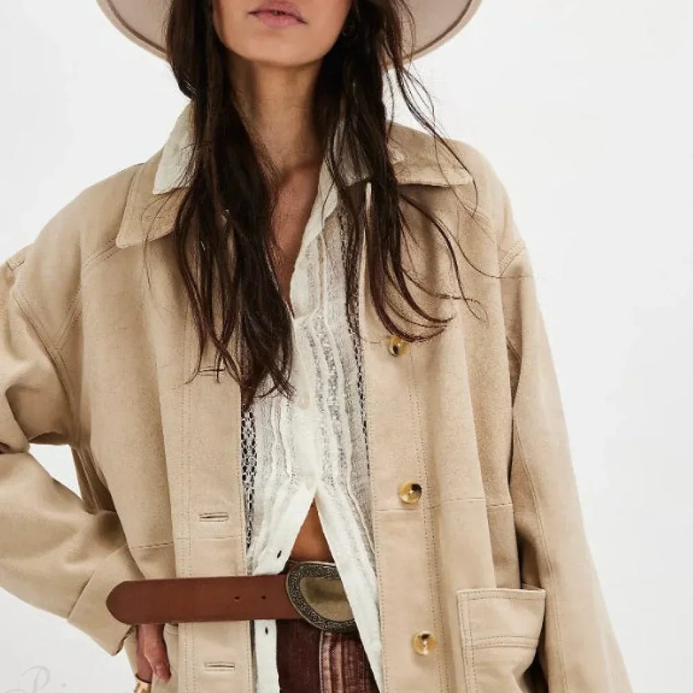 Egyszerű vintage egysoros velúr kabát