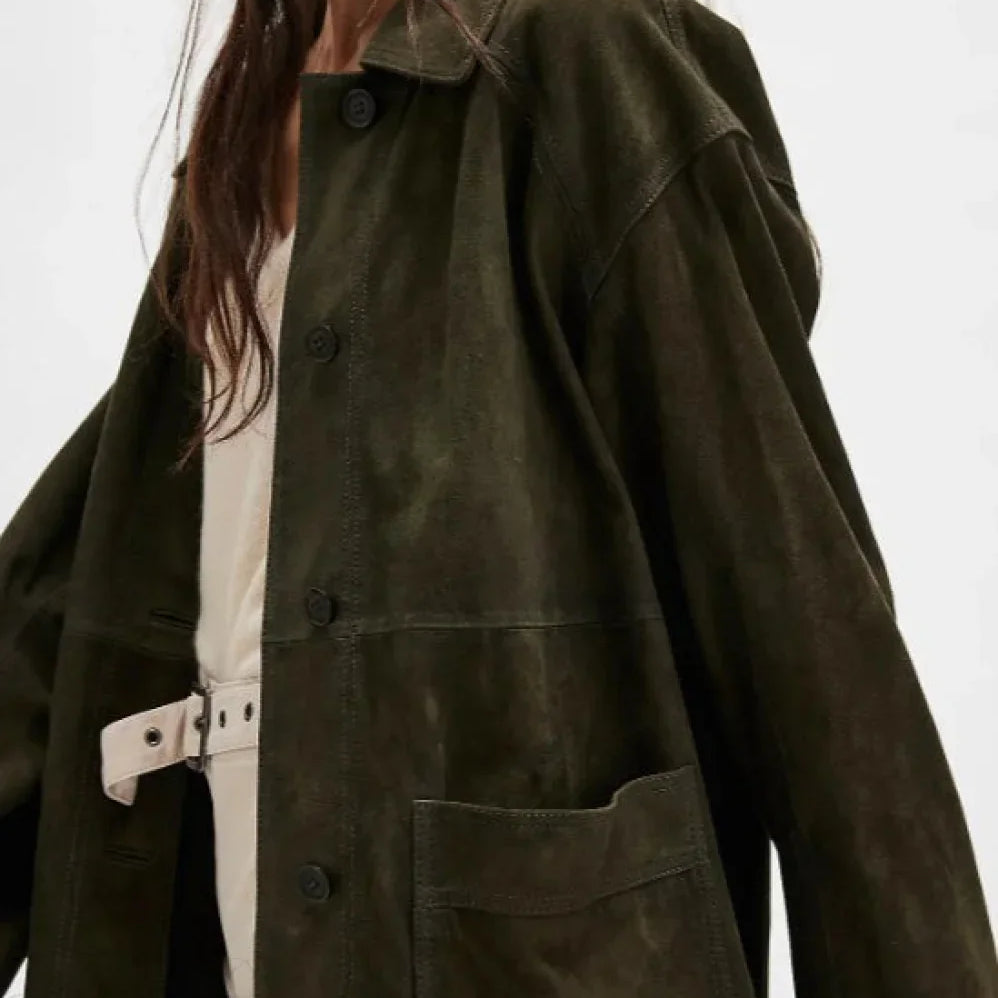 Egyszerű vintage egysoros velúr kabát