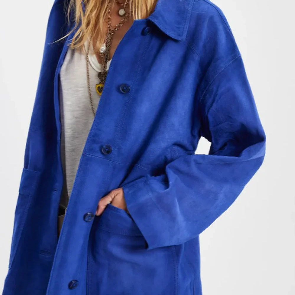 Egyszerű vintage egysoros velúr kabát