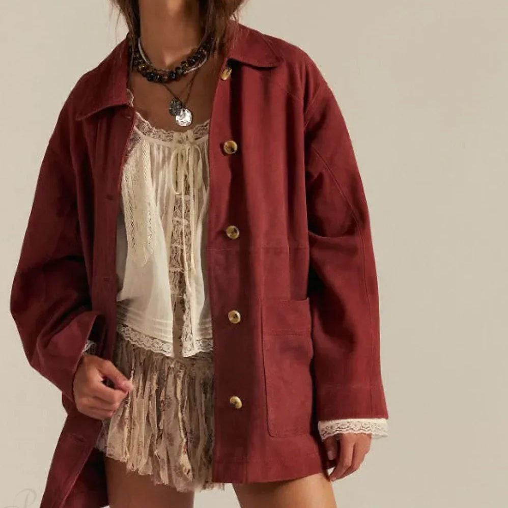 Egyszerű vintage egysoros velúr kabát