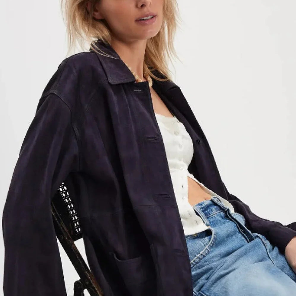 Egyszerű vintage egysoros velúr kabát